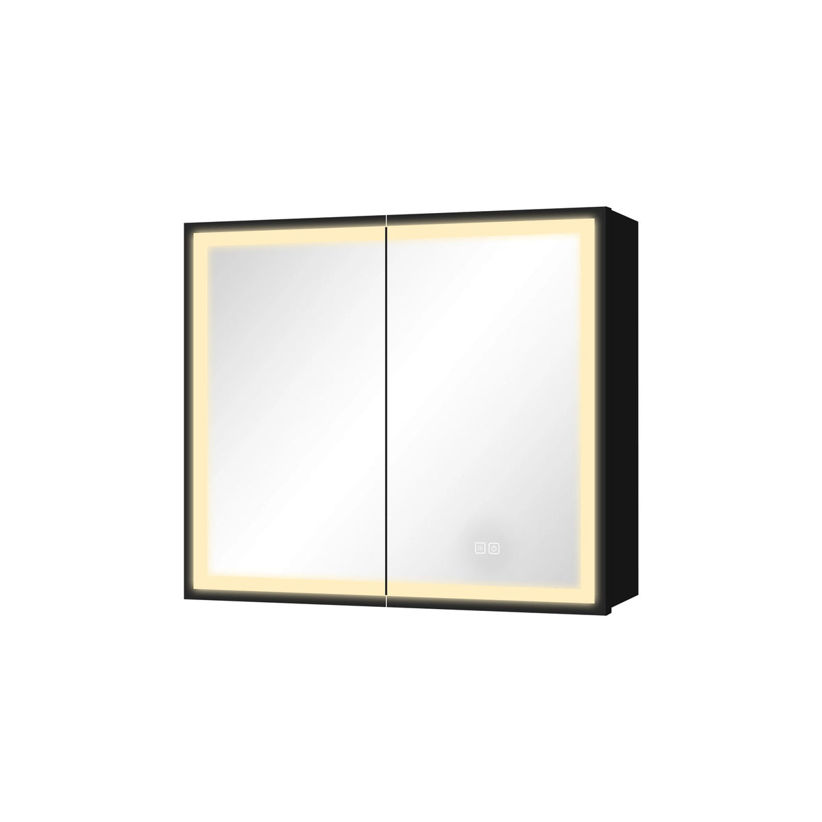 30*26 inch Black Metal Framed Wall mount LED Bathroom Medicine Cabinet with Mirror