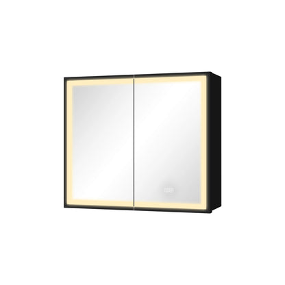 30*26 inch Black Metal Framed Wall mount LED Bathroom Medicine Cabinet with Mirror