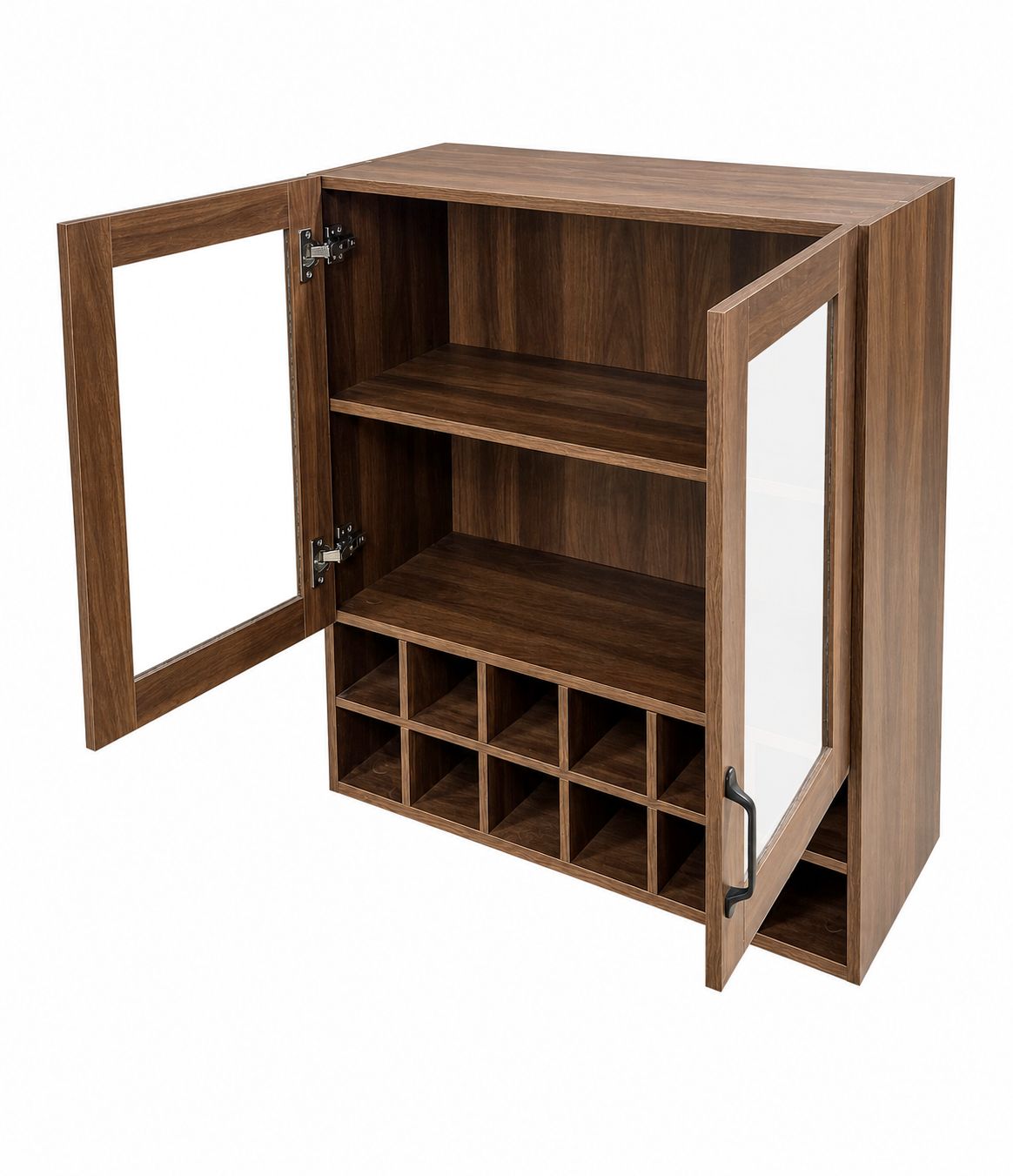 Wall-Mounted Wine Cabinet with Glass Doors, Hanging Wine Rack Storage Cabinet for Home Kitchen Dining Room