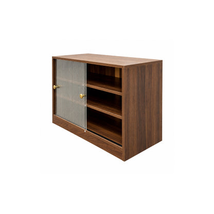 Kitchen Countertop Storage Cabinet, Glass Door Cupboard, Counter Food Organizer for Spice, Coffee Supplies