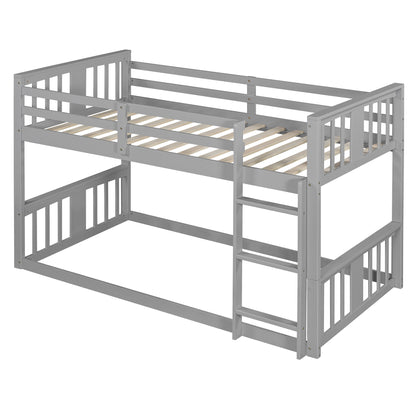 Twin Over Twin Bunk Bed with Ladder, Gray (Old SKU:N708P242163E)