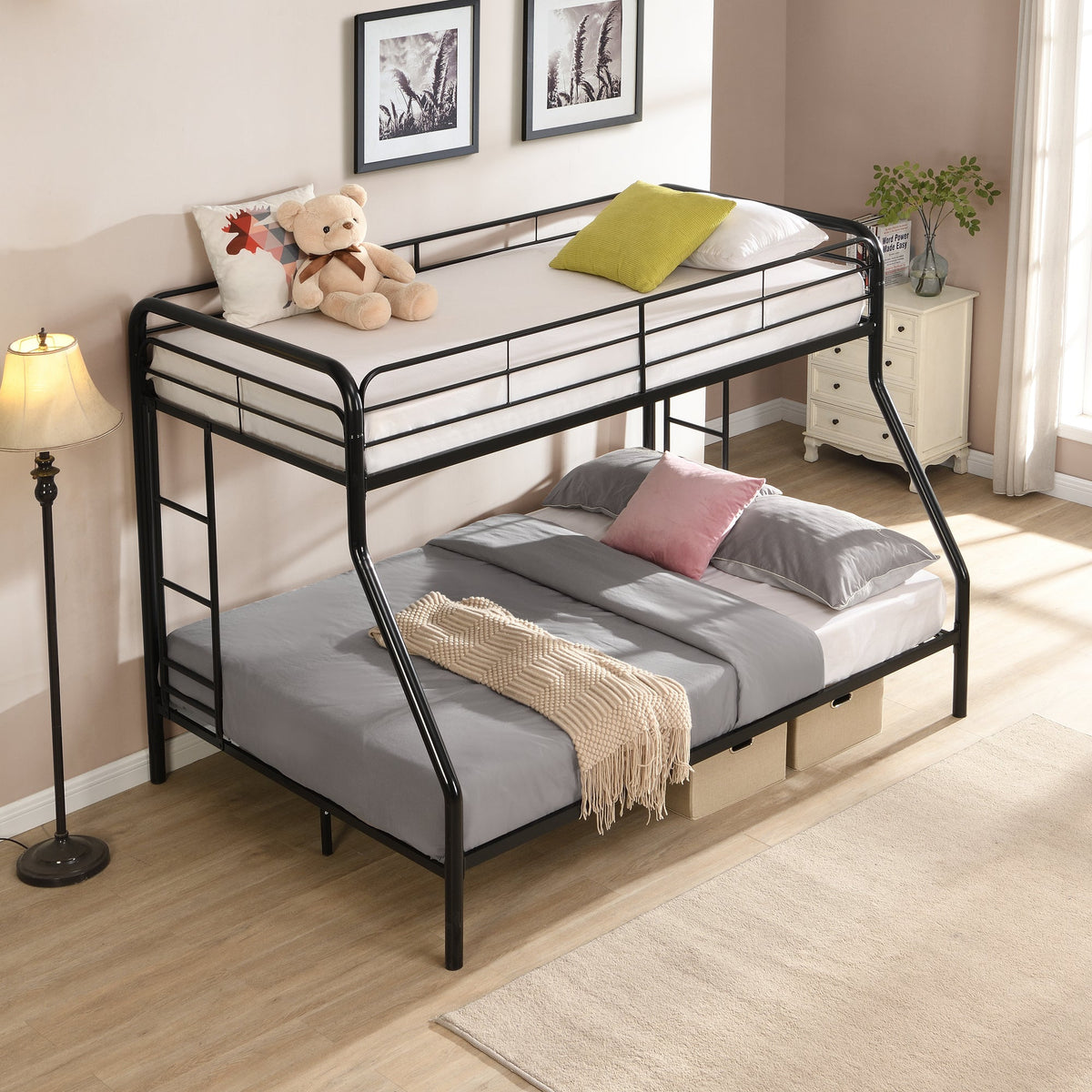 Twin Over FULL Metal Bunk Bed, No Box Spring Needed, Large Under Bed Storage, Easy Assemble