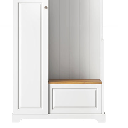 Stylish Design Hall Tree with Flip-Up Bench, Minimalist Hallway Shoe Cabinet with Adjustable Shelves, Multifunctional Furniture with Hanging Hooks for Entryways, Mudroom, White (OLD SKU: WF304223AAK)