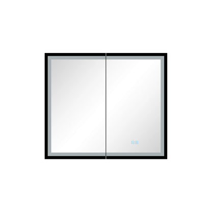 30*26 inch Black Metal Framed Wall mount LED Bathroom Medicine Cabinet with Mirror