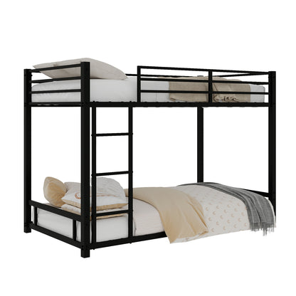Metal Twin over Twin Bunk Bed/ Heavy-duty Sturdy Metal/ Noise Reduced/ Safety Guardrail,Black