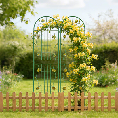 2 Pack Metal Garden Trellis 71' x 19.7' Rustproof Trellis for Climbing Plants Outdoor Flower Support Green