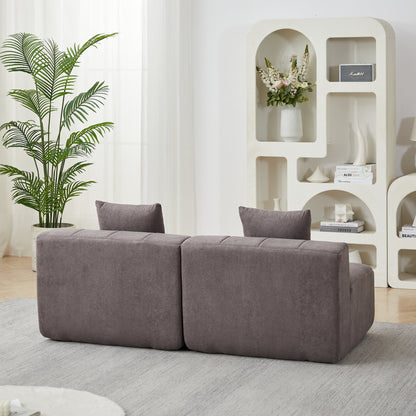 Chenille curved sectional sofa with 2 pillows,Curved Symmetrical Modular Semi Circular Sofa Sectional for bedroom, living room, office for leisure or nap, reading room, and lobby
