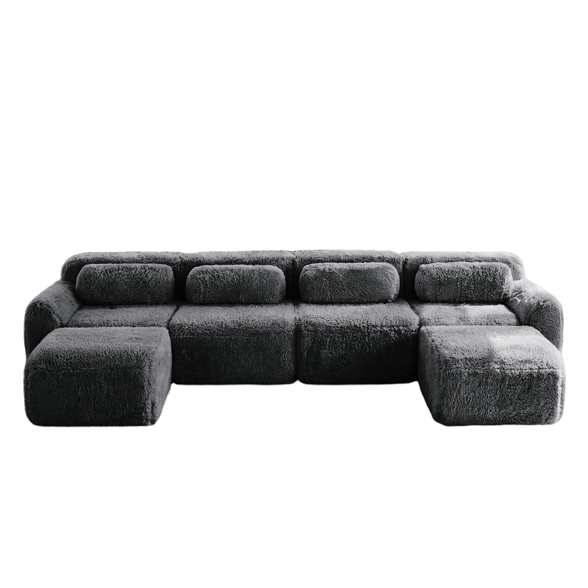 U-shaped Boneless Sofa 32D High Density Sponge Bottom Anti-Slip Design No Assembly Required Ergonomic Design Free Combination Full-compression Vacuum Packaging For Living Rooms,Studies,Dark Grey