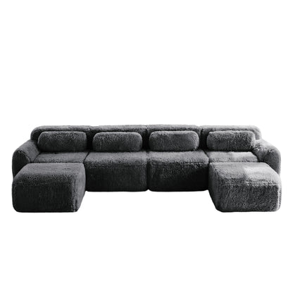 U-shaped Boneless Sofa 32D High Density Sponge Bottom Anti-Slip Design No Assembly Required Ergonomic Design Free Combination Full-compression Vacuum Packaging For Living Rooms,Studies,Dark Grey