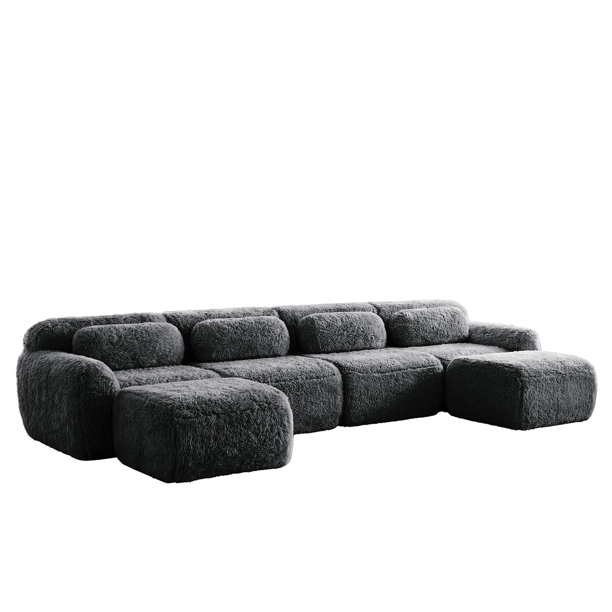 U-shaped Boneless Sofa 32D High Density Sponge Bottom Anti-Slip Design No Assembly Required Ergonomic Design Free Combination Full-compression Vacuum Packaging For Living Rooms,Studies,Dark Grey