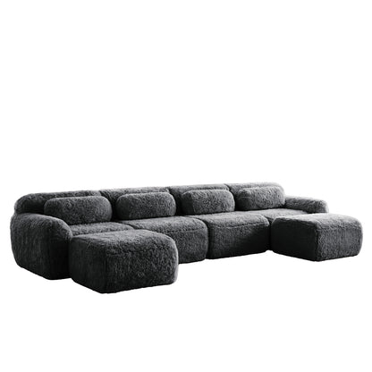 U-shaped Boneless Sofa 32D High Density Sponge Bottom Anti-Slip Design No Assembly Required Ergonomic Design Free Combination Full-compression Vacuum Packaging For Living Rooms,Studies,Dark Grey