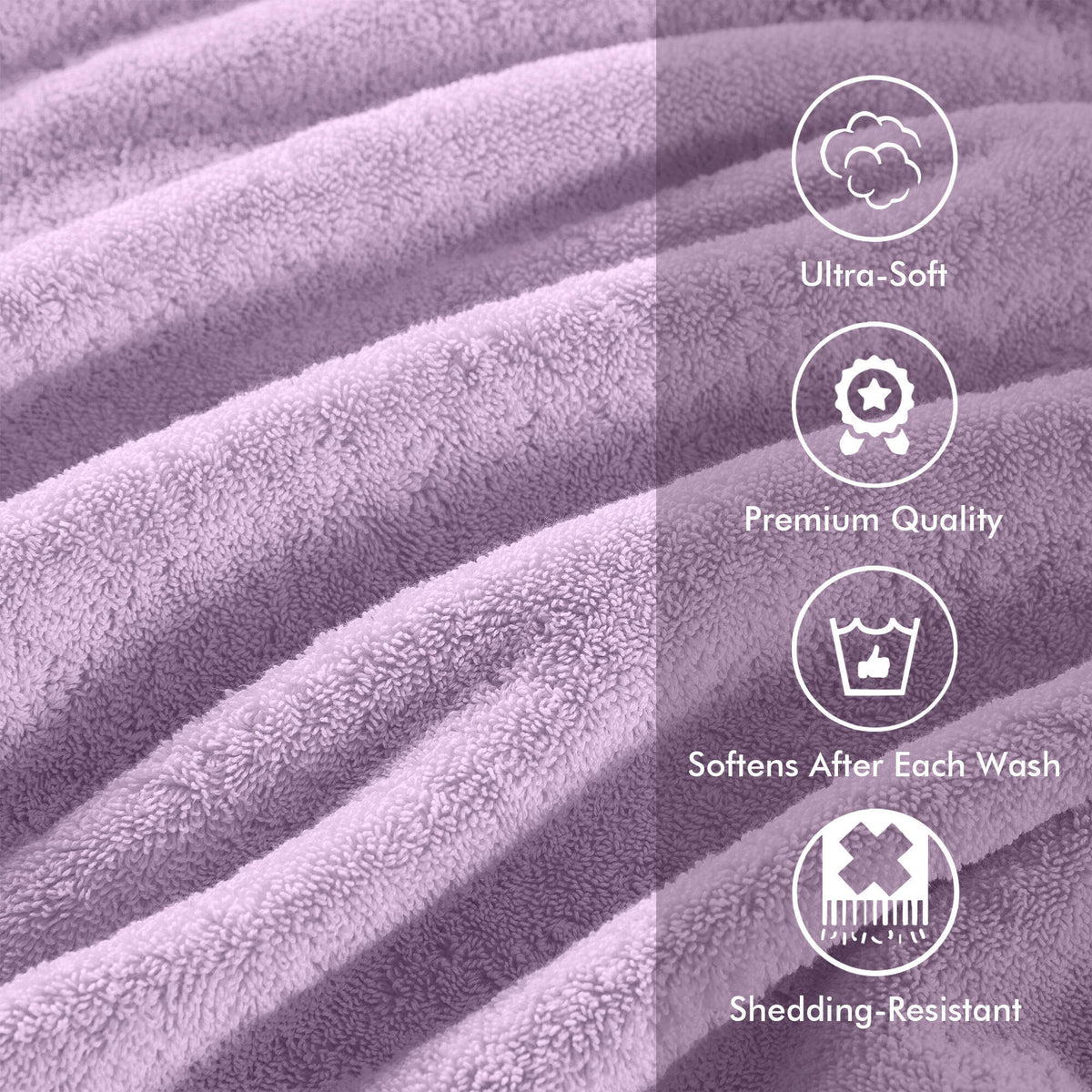 8-Piece Ultra-Soft 100% Cotton Absorbent Towel Set, Lilac
