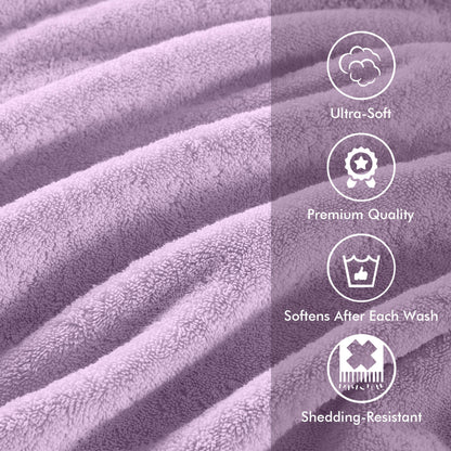 8-Piece Ultra-Soft 100% Cotton Absorbent Towel Set, Lilac