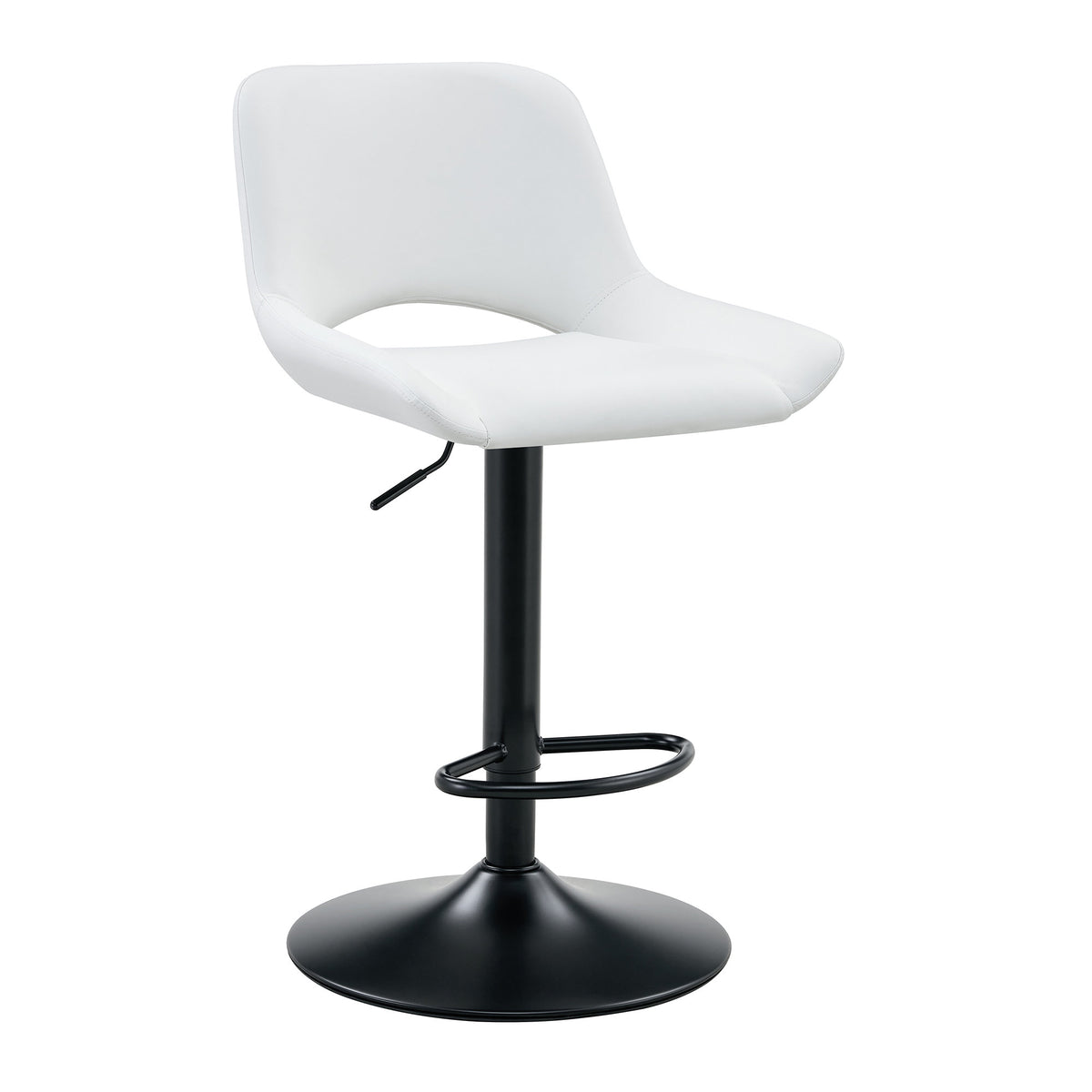 Modern Swivel Adjustable Bar Stools Set - 2 Pack, White PU Material, with Footrest, Holds Up to 250 lbs