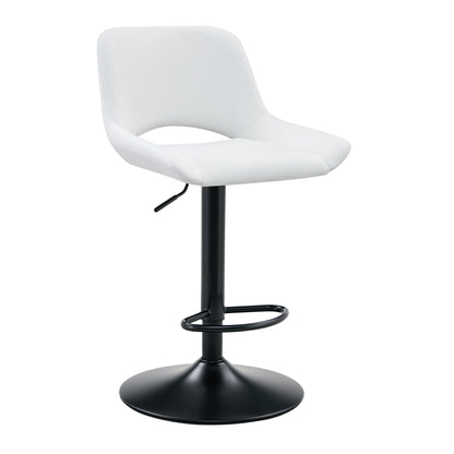 Modern Swivel Adjustable Bar Stools Set - 2 Pack, White PU Material, with Footrest, Holds Up to 250 lbs