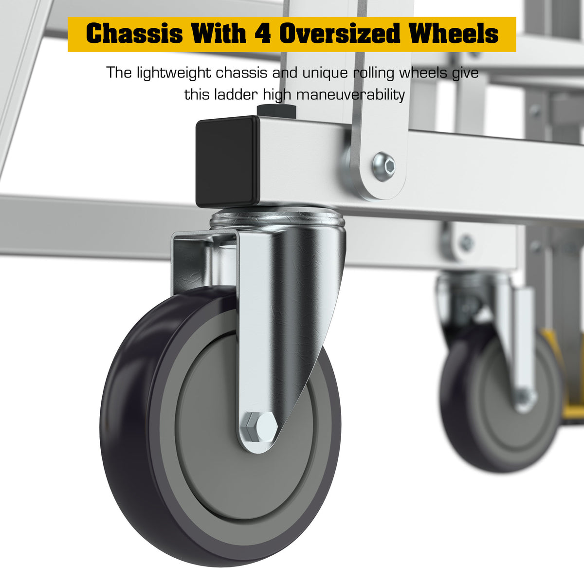 5 Step 375lbs Aluminum Rolling Platform Ladder