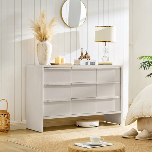 47.3" Mid Century Modern Sideboard Buffet Cabinet with Storage, Storage Cabinet with 2 Doors and 3 Drawers & Solid Wood Handles for Kitchen Dining Living Room, Accent Console Table, White