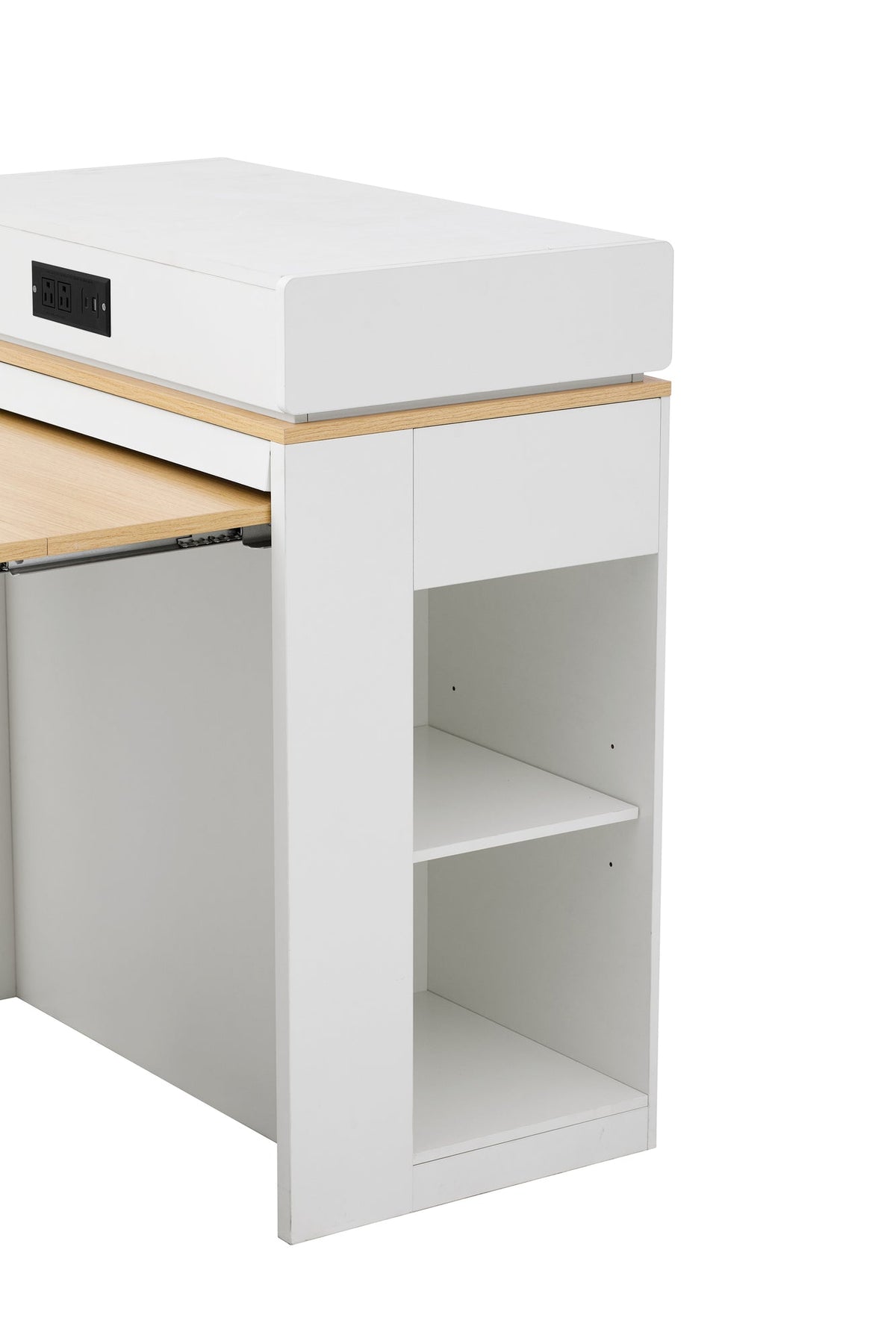 [VIDEO] TREXM Extendable Dining Table with Folding Tabletop, Bar Table with Drawers and Power Outlet, Kitchen Island with Wheels and Hooks, Sideboard for Kitchen and Dining Room (Creamy White+Natural)