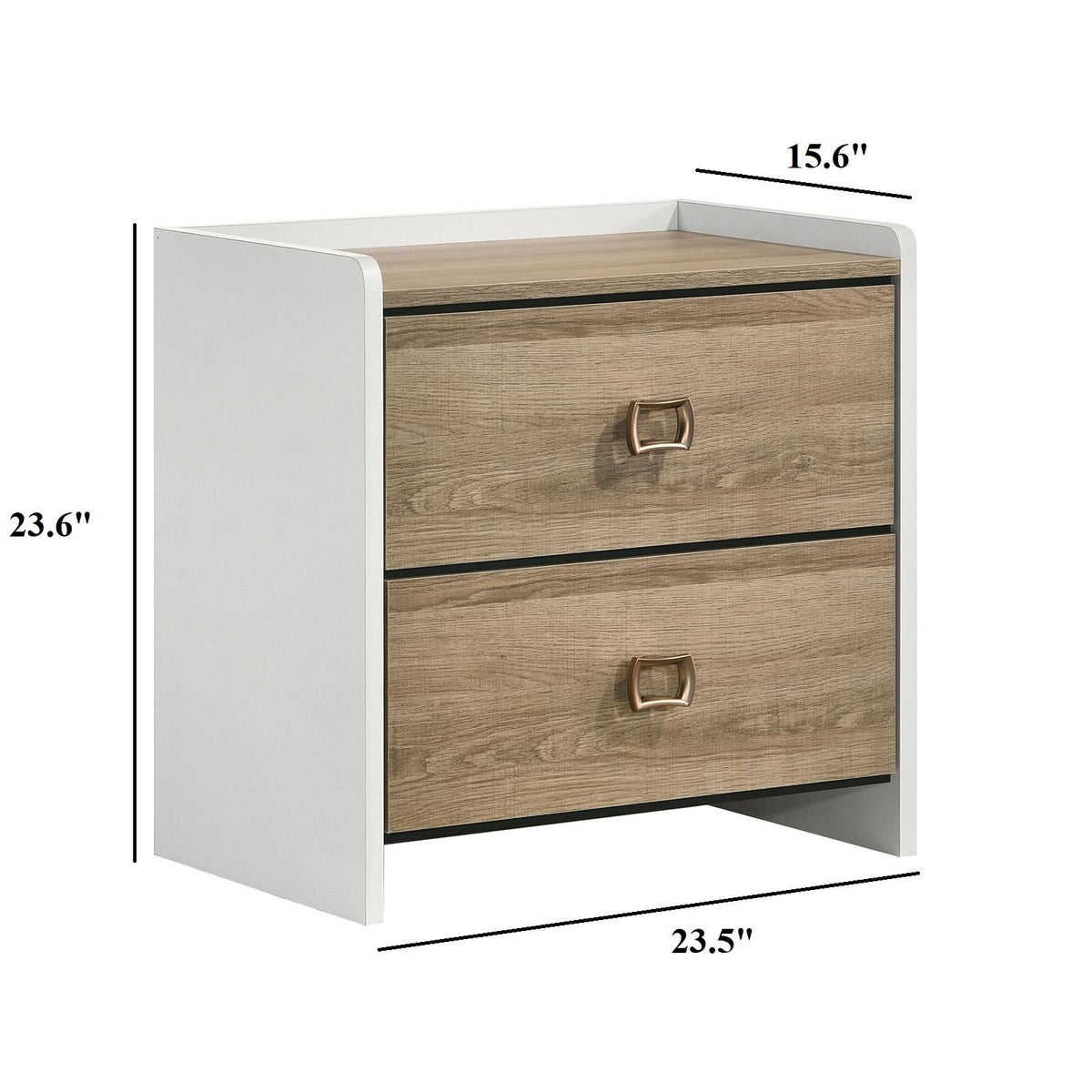 Contemporary Style 1pc Nightstand English Dovetail Drawers Curved Handles Dusty Oak And White Finish Bedroom Furniture