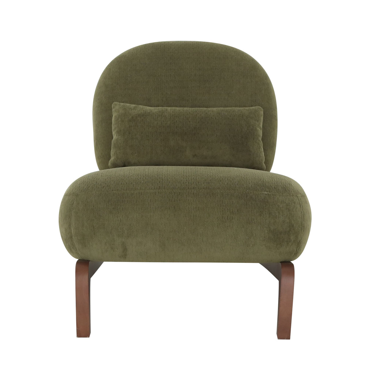 Cute Accent Chair with Solid Wood Legs, Velvet Living Room Chair with Soft Cushion, Cozy Bedroom Chair, Comfy Armless Reading Chair - Green – Model W2105P379653