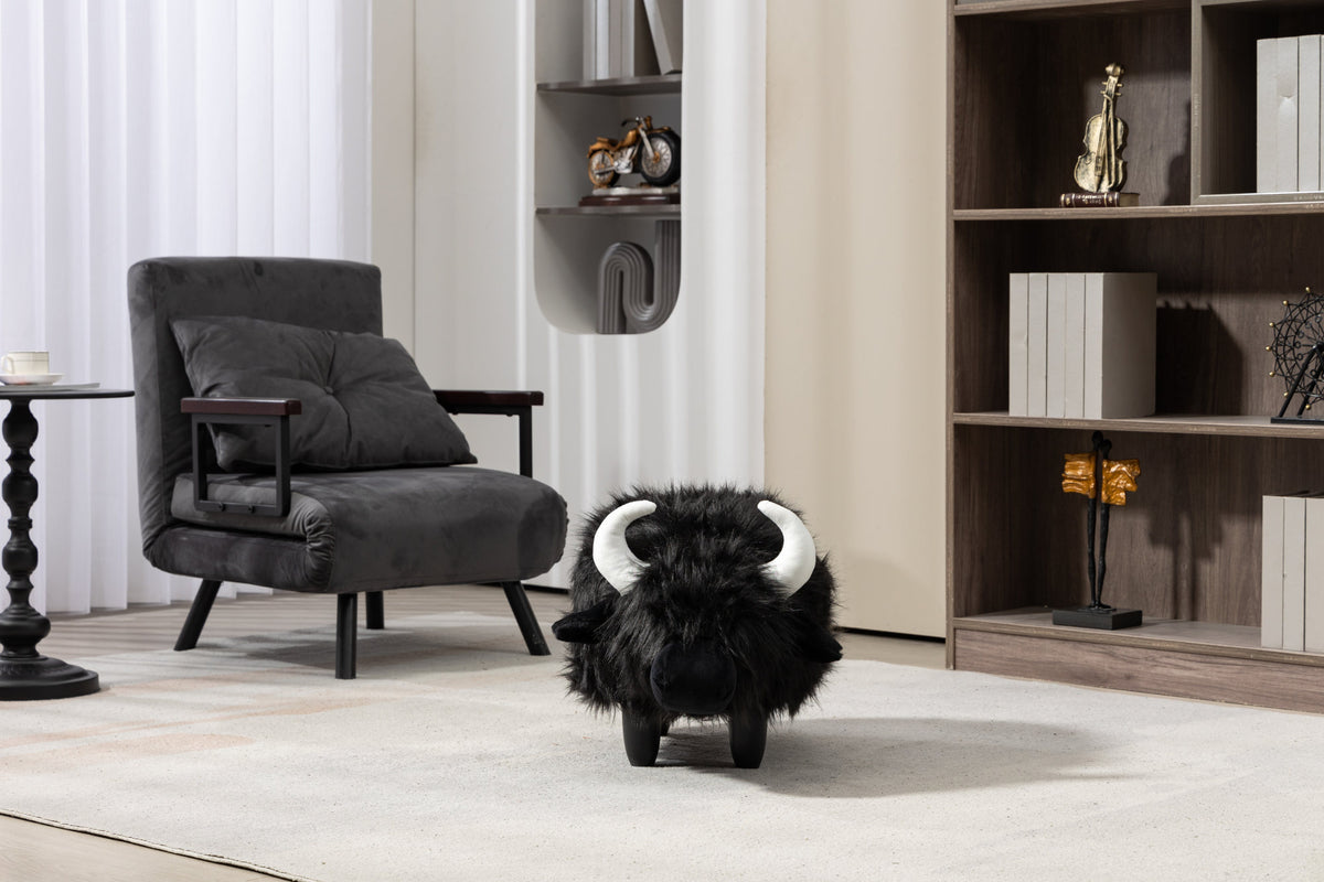 Harry the Buffalo Cow Storage Ottoman- Black