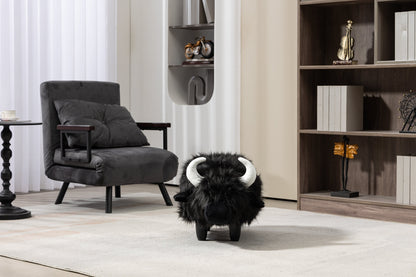 Harry the Buffalo Cow Storage Ottoman- Black