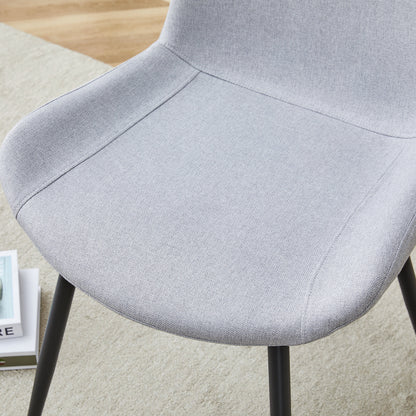 Comfortable Linen-Cotton Dining Chair Set - Four Pieces in Light Gray.Integrated Seat and Backrest, Linen-Cotton Material