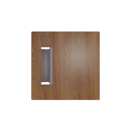 35.43" Square Walnut Coffee Table with Thickened Tabletop, Saddle Leather-Wrapped Edge and Polished Stainless Steel Base, Modern Cocktail Table for Living Room