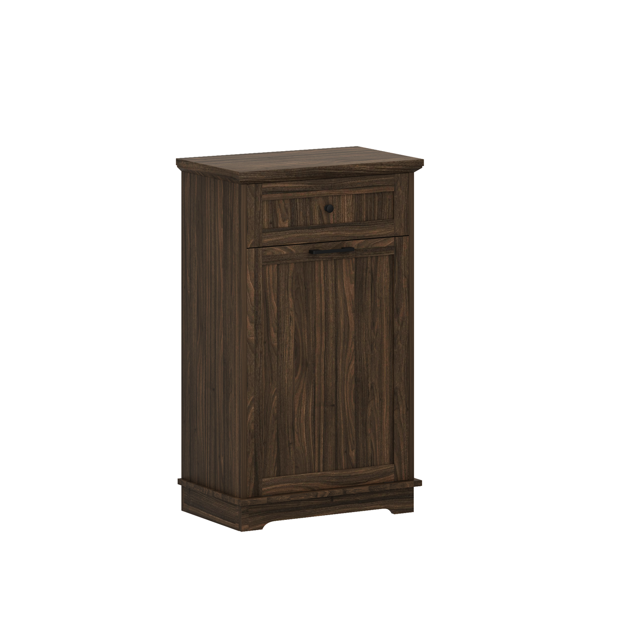 10 Gallon Tilt Out Trash Cabinet Freestanding Trash Bin Cabinet Wood Garbage Recycling Cabinet with Hideaway Drawer Pet Proof Trash Can Holder for Kitchen Living Room, Antique Brown (not include can)