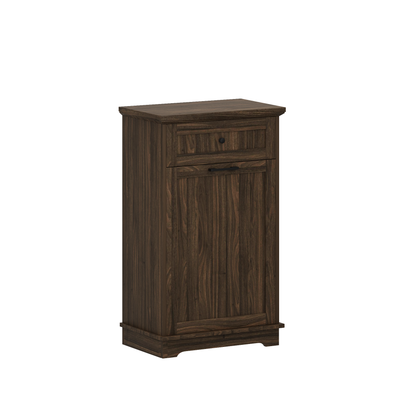 10 Gallon Tilt Out Trash Cabinet Freestanding Trash Bin Cabinet Wood Garbage Recycling Cabinet with Hideaway Drawer Pet Proof Trash Can Holder for Kitchen Living Room, Antique Brown (not include can)