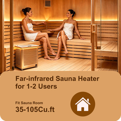 1500W Far-Infrared Sauna Heater with Plug, 110-120V Graphene Sauna Heating System with Touch & WiFi Control, for 35-105 cu.ft Dry Sauna Rooms, Hemlock Wood Shell