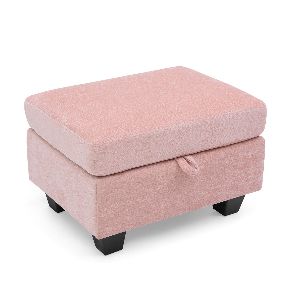 Single sofa recliner with manually adjustable backrest, USB charging port on the armrest side, phone stand included, hidden armrest storage, and a matching storage ottoman-Pink