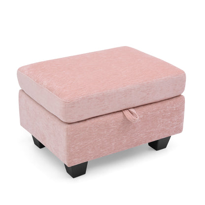 Single sofa recliner with manually adjustable backrest, USB charging port on the armrest side, phone stand included, hidden armrest storage, and a matching storage ottoman-Pink