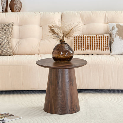 Walnut wood grain medium density fiberboard circular coffee table - diameter 19.6 inches, height 18.8 inches walnut wood grain veneer, flexible adaptation to circular tabletop.W2920P404128
