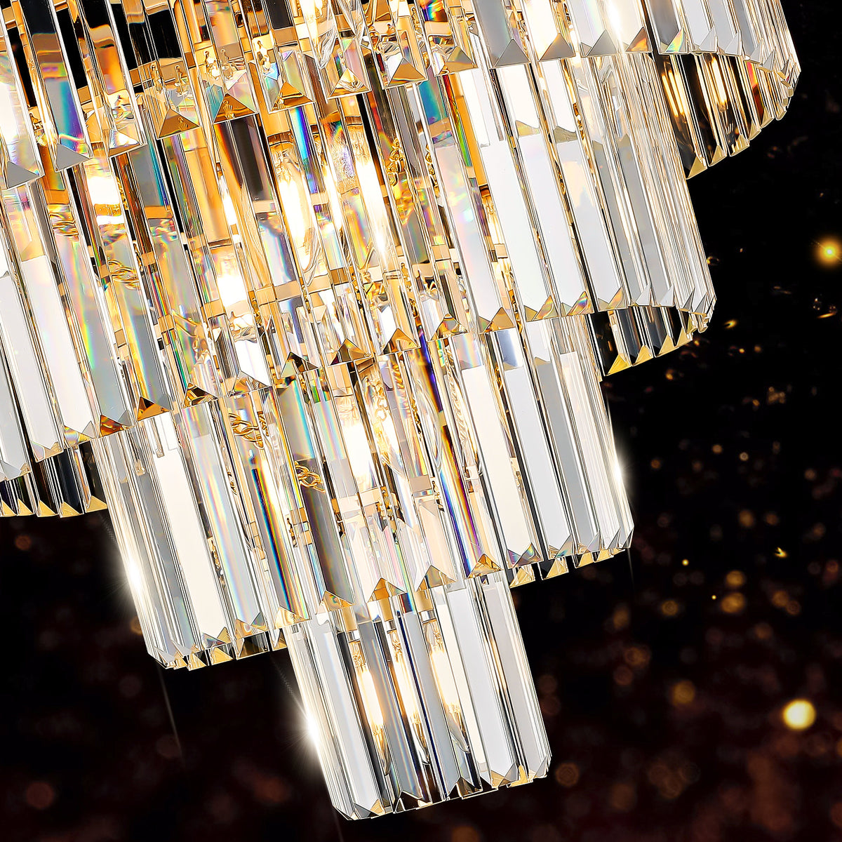 Golden Luxury Crystal Chandelier Modern Chandeliers Lights Fixture Hanging Pendant Light Fixture for Dining Room Bedroom Living Room Dia