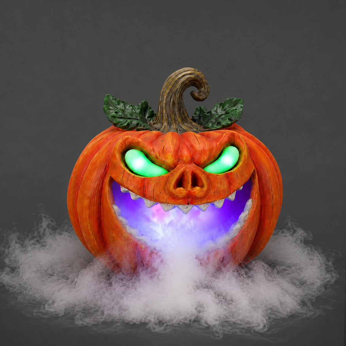 Halloween Pumpkin Monster Mist Maker, LED Light Up Fogger Figurine