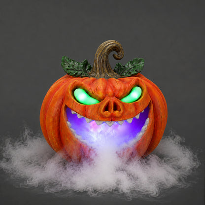 Halloween Pumpkin Monster Mist Maker, LED Light Up Fogger Figurine