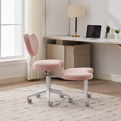 Meditation Chair Plus, Cross Legged Chair with Wheels, ADHD Chair, Criss Cross Desk Chair with Lumbar Support and Adjustable Stool – Pink