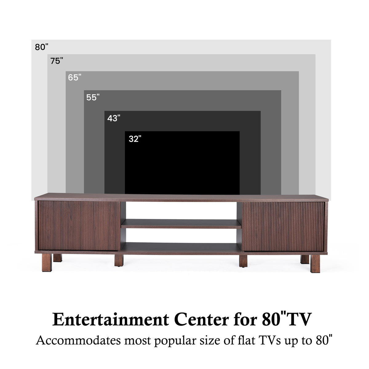 Modern TV Stand for Up to 70'' TVs, Large Media Console with Storage & Open Shelves, Stylish Entertainment Center for Living Room