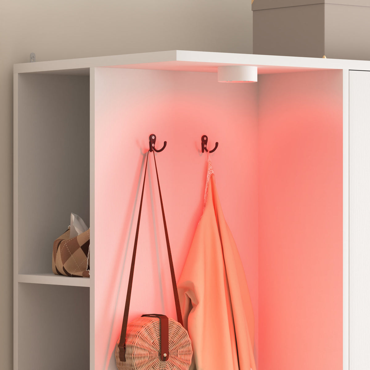 Wardrobe Closet 71.7" H, Bedroom Wooden Wardrobe with 2 Doors 6 Drawers – White