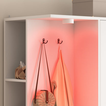 Wardrobe Closet 71.7" H, Bedroom Wooden Wardrobe with 2 Doors 6 Drawers – White