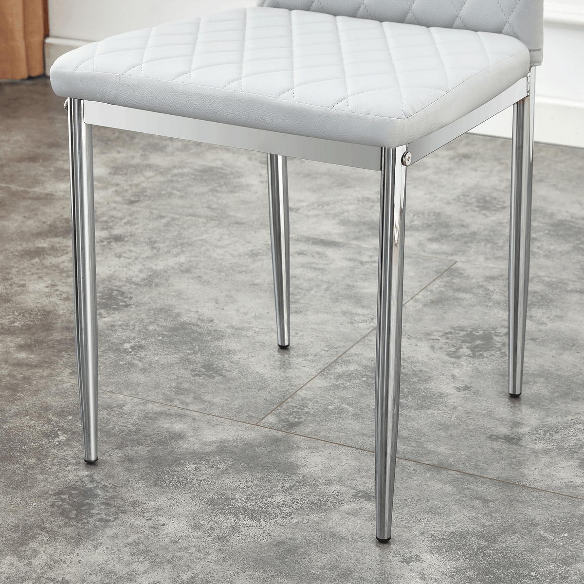 Modern Style Dining Chairs Set of 4 in Light Gray, Essential for Minimalist Homes.Meeting Family Dining Needs, PU Material Seat