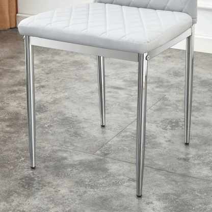 Modern Style Dining Chairs Set of 4 in Light Gray, Essential for Minimalist Homes.Meeting Family Dining Needs, PU Material Seat