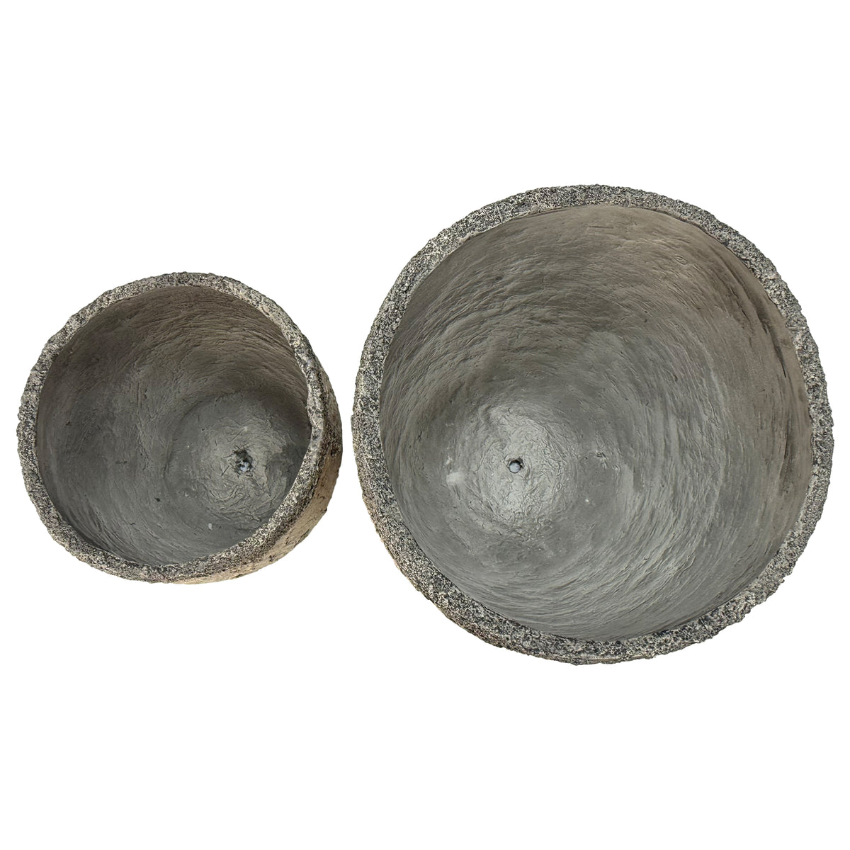 Large Round Planters Set of 2 (16.73"x16.73"x19.68 & 12.59" x12.59"x15.15'') - Lightweight Magnesium Oxide Plant Pot with Texture -Concrete Planter Pots with Drainage Hole – Indoor & Outdoor Use