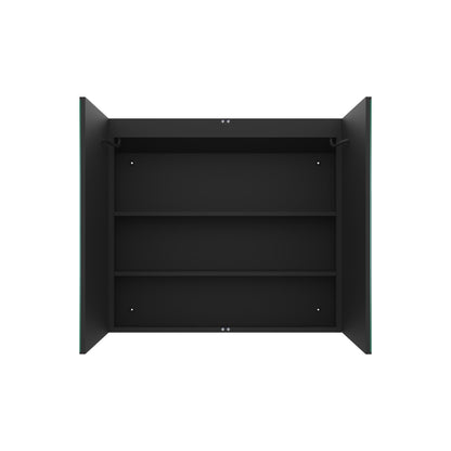 30*26 inch Black Metal Framed Wall mount LED Bathroom Medicine Cabinet with Mirror
