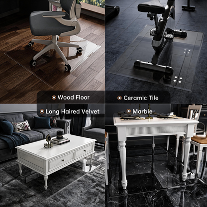 Tempered Glass 36 x 36 inch Beveled Edge Glass Chair Mat with Polished Edge Clear Office Chair Mat, Glides Smoothly, Suitable for Carpet or Hardwood Floors