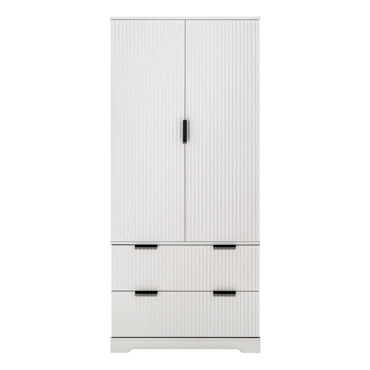 72' Modern Fluted Kitchen Pantry Cabinet with 2 Large Drawers & 8-Door Spice Rack, White MDF Freestanding Storage Organizer for Bathroom, Dining Room, Office, Entryway