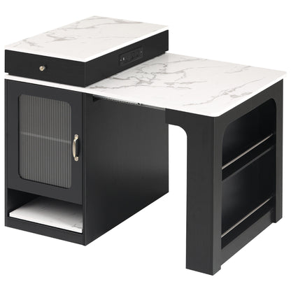 K&K 59.5" Kitchen Island with Extendable Dining Table, Kitchen Storage Table with Double-sided Storage, Kitchen Island with 2 Drawers