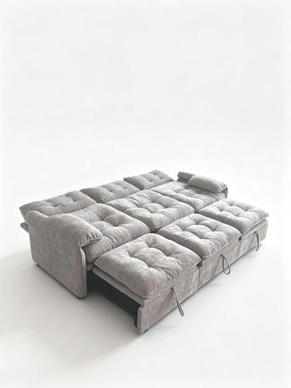 3‑in‑1 Convertible Chenille Sofa Bed, 5‑Level Adjustable Backrest Sleeper Sofa,Chenille Cloud Sofa,Pull-Out Sofa Bed