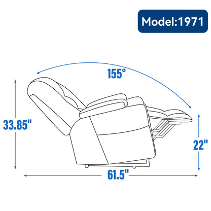 Power Lift Recliner Chair with Massage and Heat for Elderly, Overstuffed Wide Recliners, Heavy Duty Motion Mechanism with USB and Type C Ports, 2 Steel Cup Holders, Blue